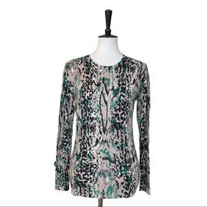 Red Women's Tan Green Black Snake Print Lightweight Sweater Size Large